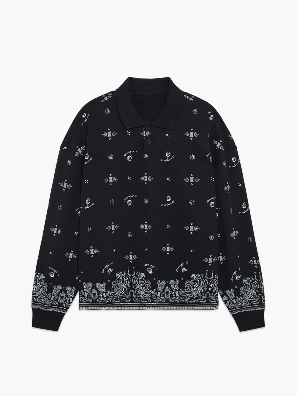 Savage X Fenty Men’s long sleeve polo pullover with allover bandana-style print